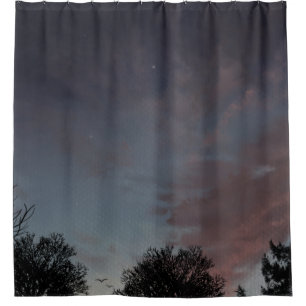 Winter sunset sky with star shower curtain