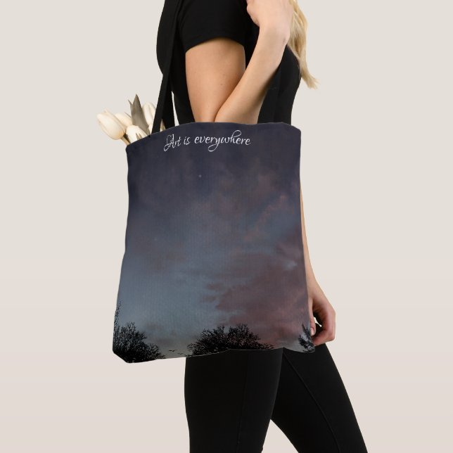 Winter sunset sky with stars tote bag (Close Up)