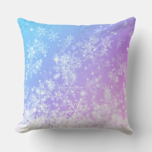 Winter Sunset Snowflake Throw Pillow