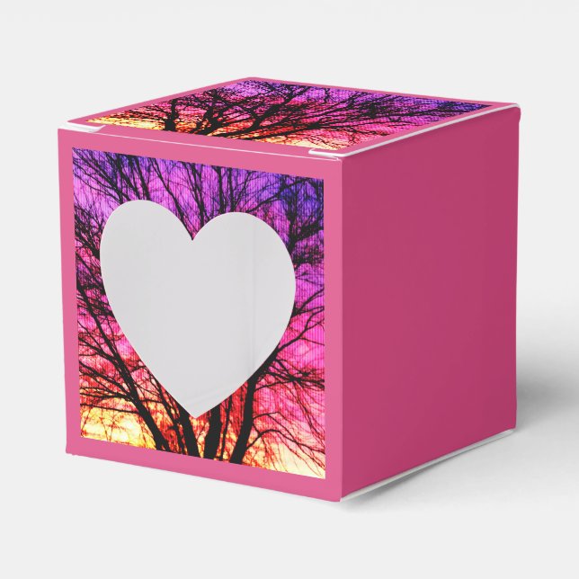 Winter Sunset Tree - Pink Favor Boxes (Front Side)