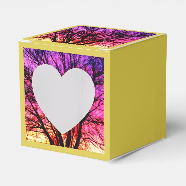 Winter Sunset Tree - Yellow Favor Boxes (Front Side)
