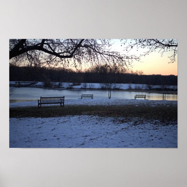 Winter Sunset with Creek Poster (Front)