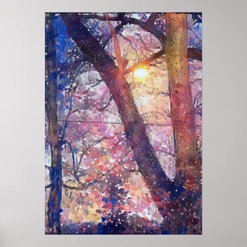 winter sunshine AI enhanced photo in pastels Poster