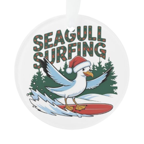 Winter Surfer Seagull, Christmas Seagull  Ornament