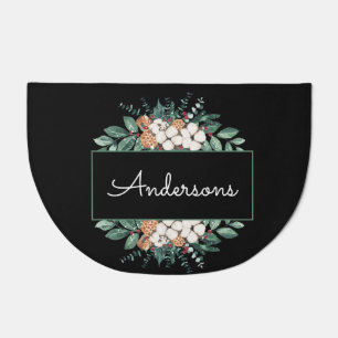 Winter Surname Greenery Doormat