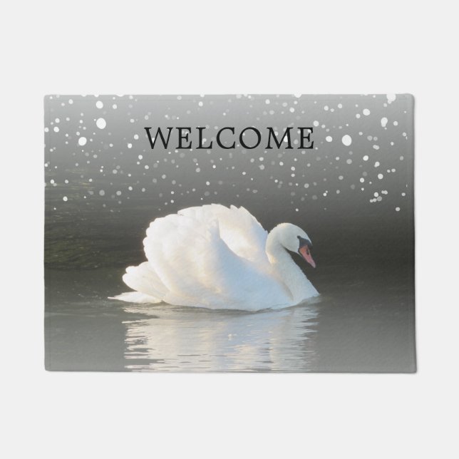 Winter Swan Welcome Doormat (Front)