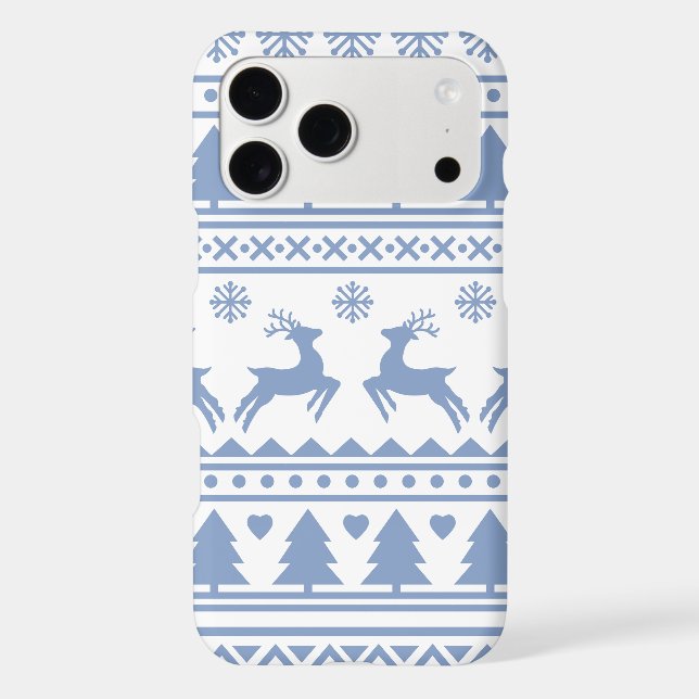 Winter Sweater Pattern Blue iPhone 17 Pro Max Case (Back)