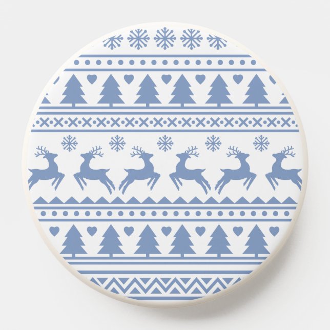 Winter Sweater Pattern Blue Pop Socket Phone Grip (Popsocket)