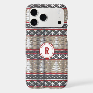 Winter Sweater Pattern Monogram iPhone 17 Pro Max Case