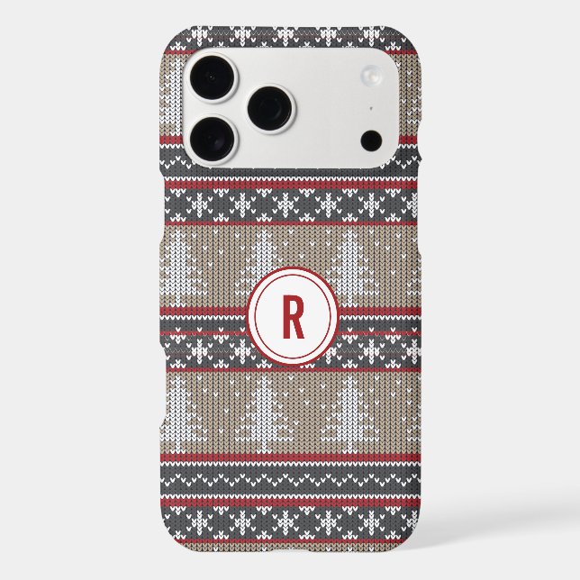 Winter Sweater Pattern Monogram iPhone Case (Back)