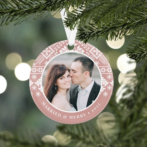 Winter Sweater Pattern  Wedding Photo Ornament