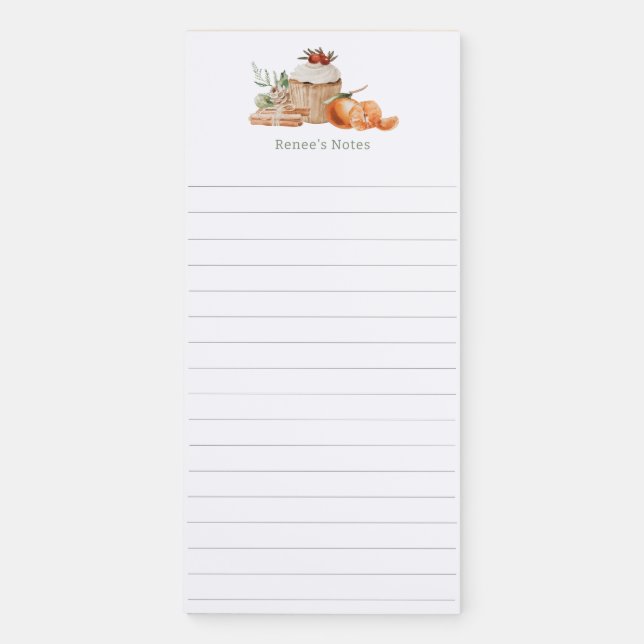 Winter Sweets Cupcake Oranges Personalized Magnetic Notepad (Front)