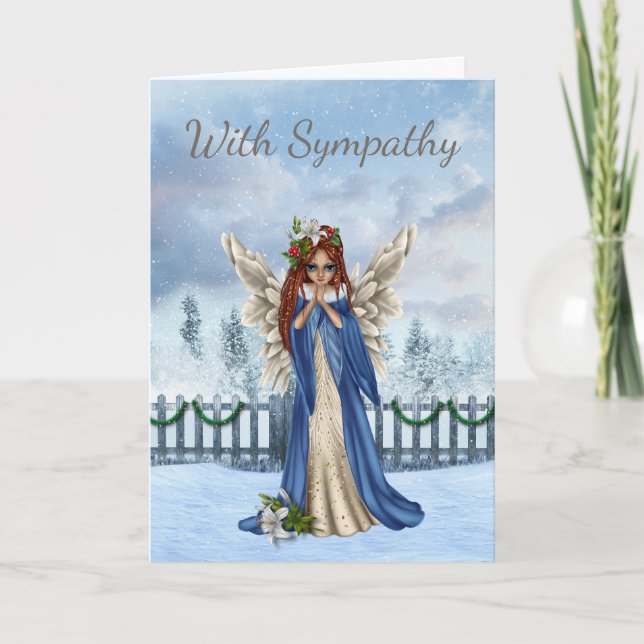 Winter Sympathy Card with Angel (Front)