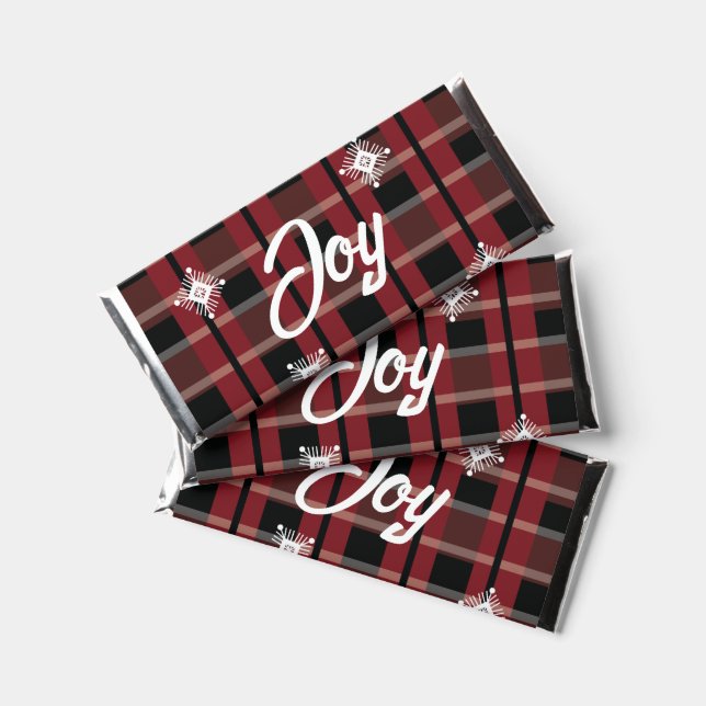 Winter Tartan Buffalo Plaid Festive Joy   Hershey Bar Favors (Front)