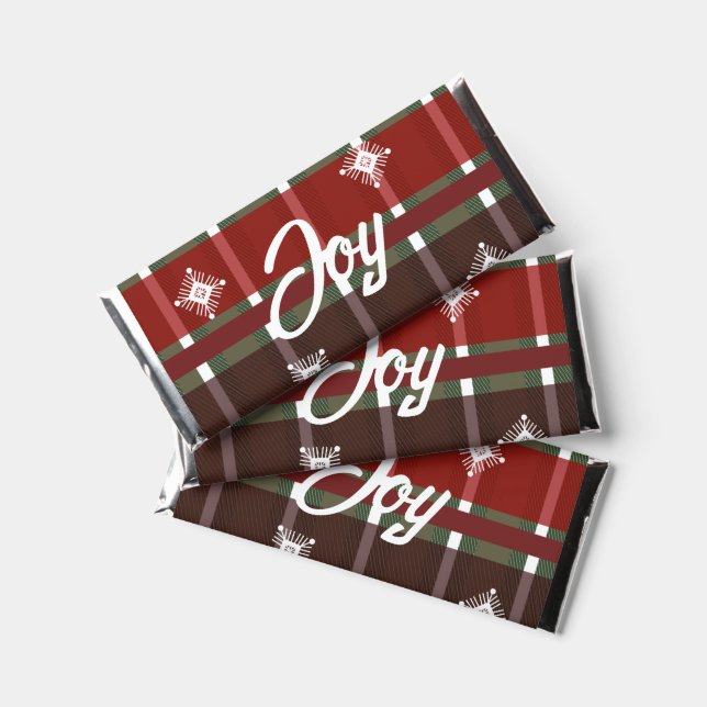 Winter Tartan Plaid Green Festive Joy Hershey Bar Favors (Front)