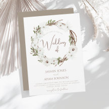 Winter Taupe and White Christmas Wreath Wedding