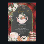 Winter Tea For Two Plaid Christmas 2nd Birthday Invitation<br><div class="desc">EDITABLE Winter Tea For Two Plaid Christmas 2nd Birthday Invitation
Elegant Chalkboard White Floral Winter Christmas Birthday Party
Red & Black Plaid Teapot Cakes Christmas Invite</div>