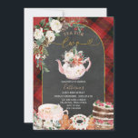 Winter Tea For Two Plaid Christmas 2nd Birthday Invitation<br><div class="desc">EDITABLE Winter Tea For Two Plaid Christmas 2nd Birthday Invitation
Elegant Chalkboard White Floral Winter Christmas Birthday Party
Red & Black Plaid Teapot Cakes Christmas Invite</div>