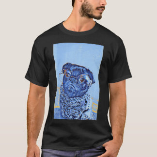 Winter Teacher Glasses Pop Art Portrait Puppy Pug  T-Shirt