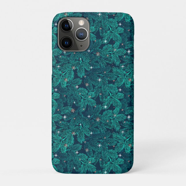 Winter Teal Forest Luxe ✨ Pine Branch Snowflake Case-Mate iPhone Case (Back)