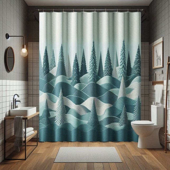 Winter Teal Shower Curtain (Creator Uploaded)