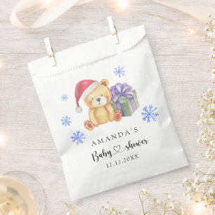 Winter teddy bear Baby Shower Favor Bag