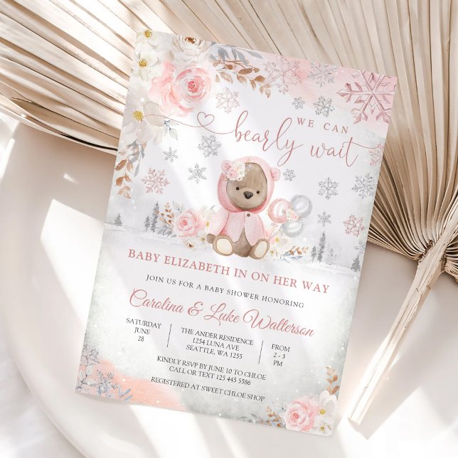 Winter Teddy Bear Baby Shower Invitation (Creator Uploaded)