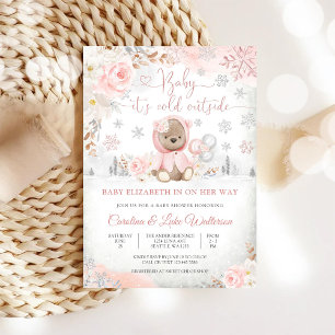 Winter Teddy Bear Baby Shower Invitation