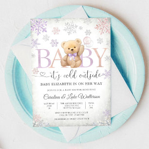 Winter Teddy Bear Baby Shower Invitation