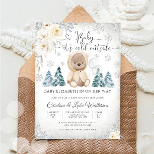 Winter Teddy Bear Baby Shower Invitation