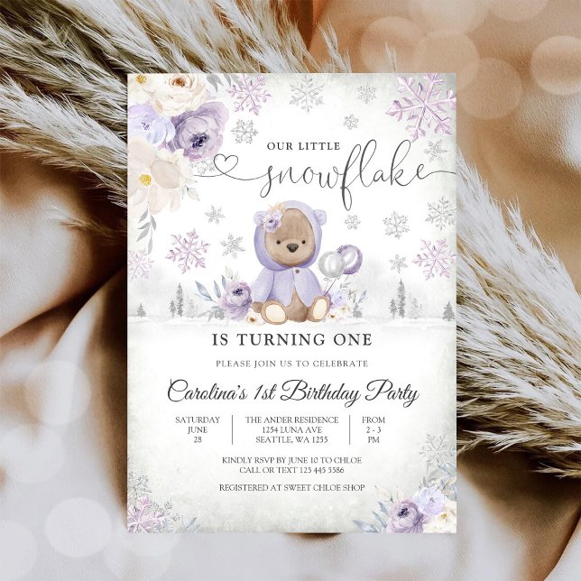 Winter Teddy Bear Birthday Invitation (Creator Uploaded)