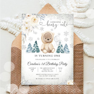 Winter Teddy Bear Birthday Invitation
