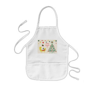 Winter Teddy Bear Cute Vintage Merry Christmas Kids' Apron
