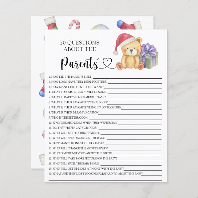 Winter teddy bear - games about the parents (Front/Back)