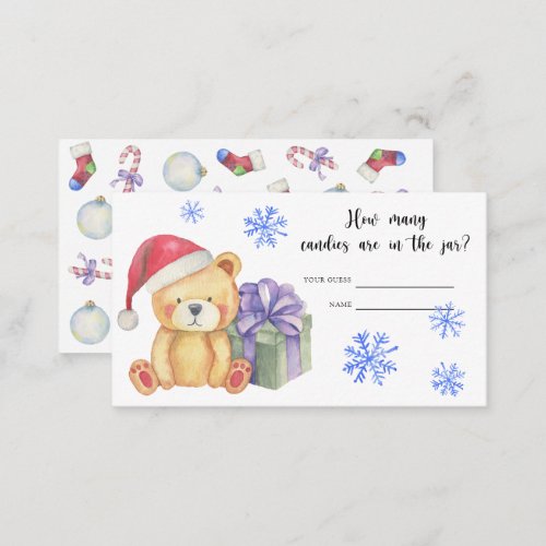 Winter teddy bear _ guess how many candies  enclosure card