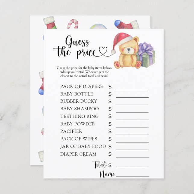 Winter teddy bear - Guess the price! Game (Front/Back)