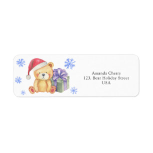 Winter teddy bear  label