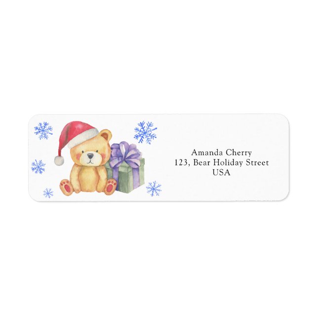 Winter teddy bear  label (Front)