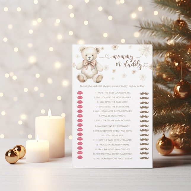 Winter Teddy Bear Mommy or Daddy baby shower game (Creator Uploaded)