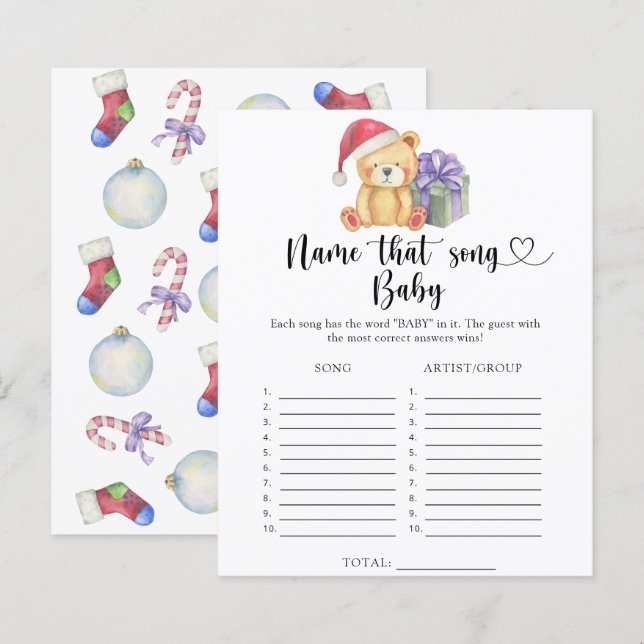 Winter teddy bear - Name that Baby Song (Front/Back)