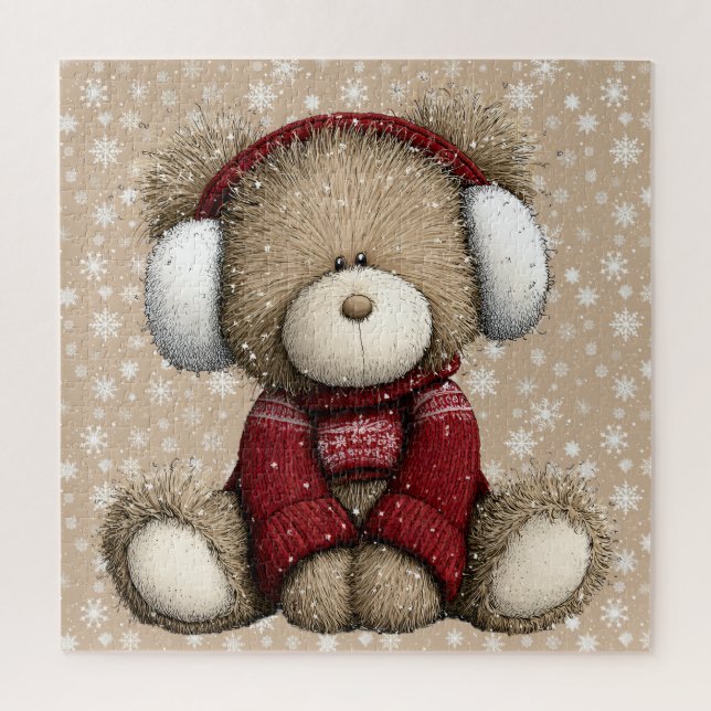 Winter Teddy Bear Puzzle (Vertical)