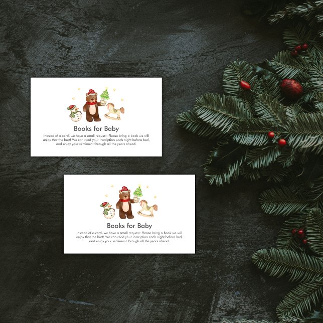 Winter Teddy Bear Snowman Books For Baby Shower Enclosure Card (Winter Teddy Bear Snowman Books For Baby Shower Enclosure Card)
