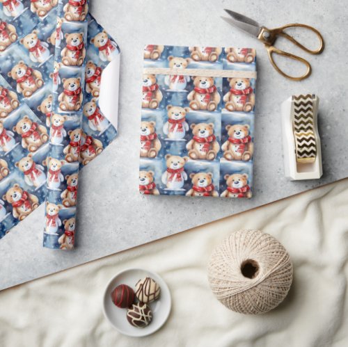 Winter Teddy Bears Wrapping Paper