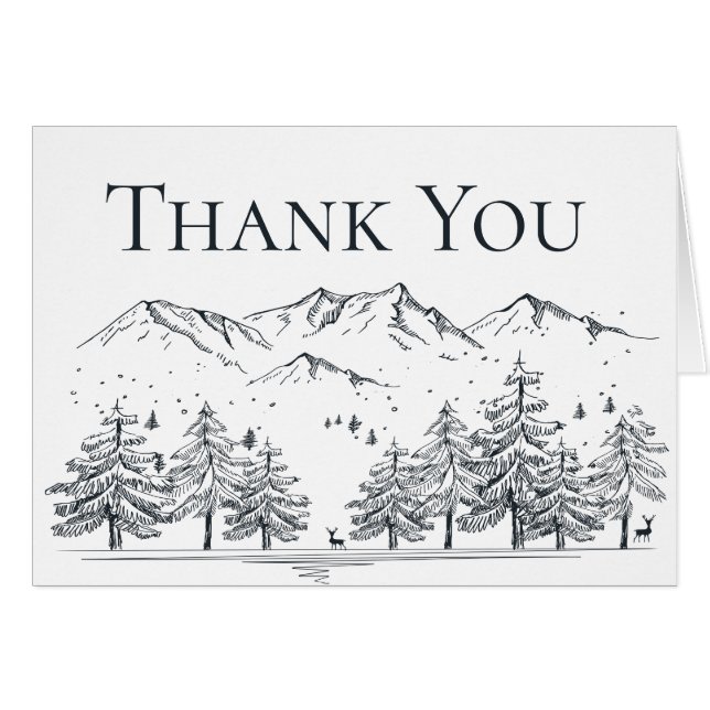 Winter Thank You Mountains Wedding Bridal Shower (Front Horizontal)