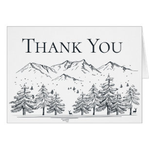 Winter Thank You Mountains Wedding Bridal Shower Cards