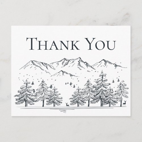 Winter Thank You Mountains Wedding Bridal Shower Postcard