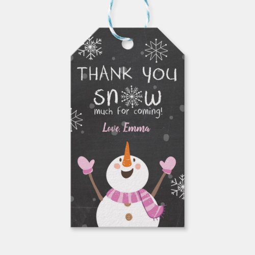 Winter thank you Snow much favor tags Snowman Pink