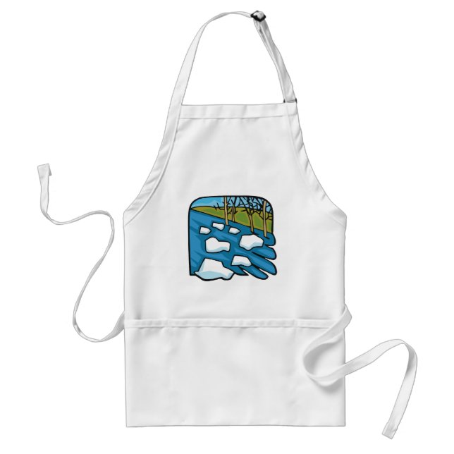 Winter Thaw River with Ice Floes Adult Apron (Front)