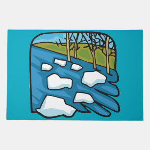 Winter Thaw River with Ice Floes Doormat