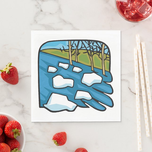 Winter Thaw River with Ice Floes Napkins (Creator Uploaded)